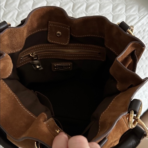 Miu Miu Brown Suede Shoulder Bag with Dark Brown Leather Accents - Picture 6 of 10